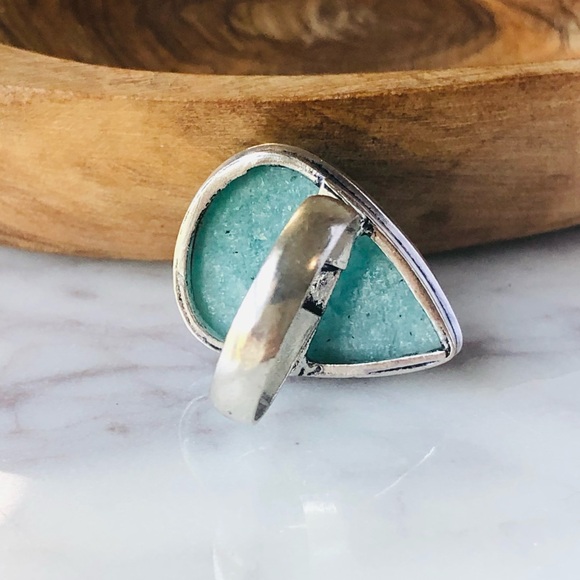 Silver Plated Amazonite Ring - Picture 5 of 7
